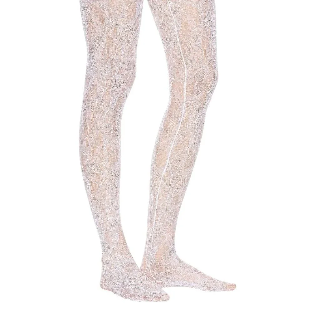 WARDROBE.NYC Lace Tights in Off White New Womens Nylons Pantyhose